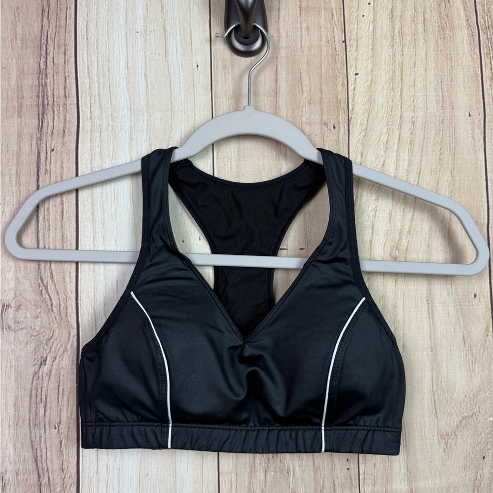Moving Comfort Black Sports Bra with White Trim